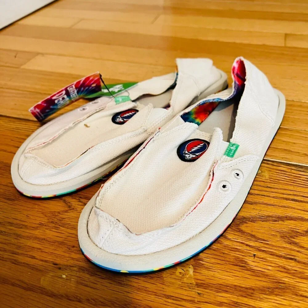 SANUK DONNA HEMP X GRATEFUL DEAD TIE DYE SIDEWALK SURFER SHOES, US 9 NWT